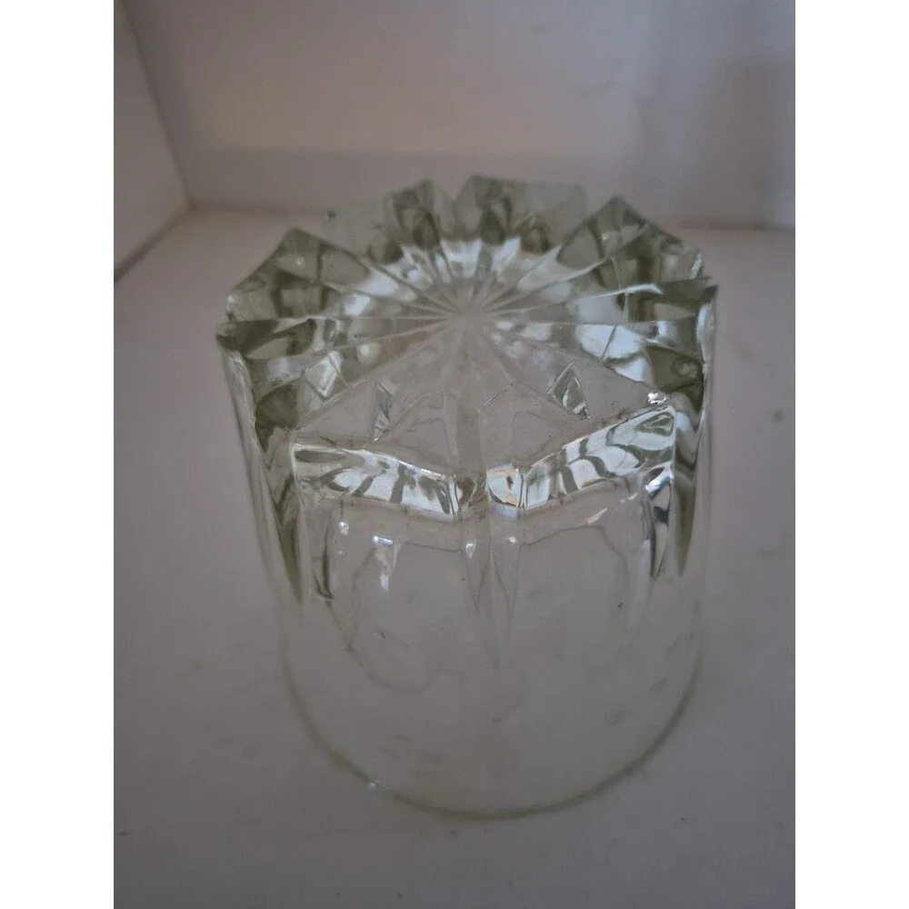 VINTAGE ETCHED LEAD GLASS ICE BUCKET WITH FLORAL DESIGN 5.5